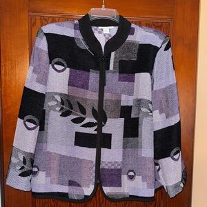 Dressbarn Woman Geometric Purple and Black Blazer